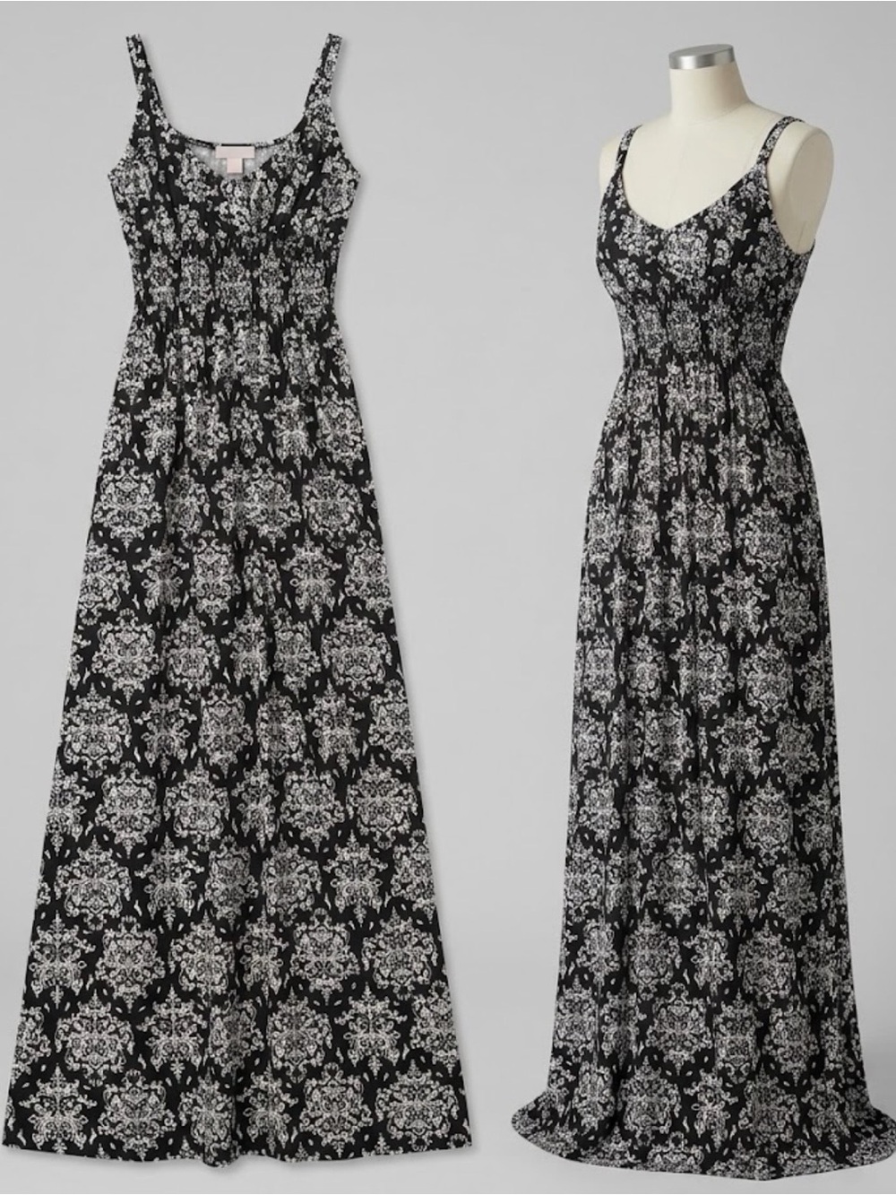 She's Cool Black & White Damask Maxi Dress - Women's Size Small - Like New